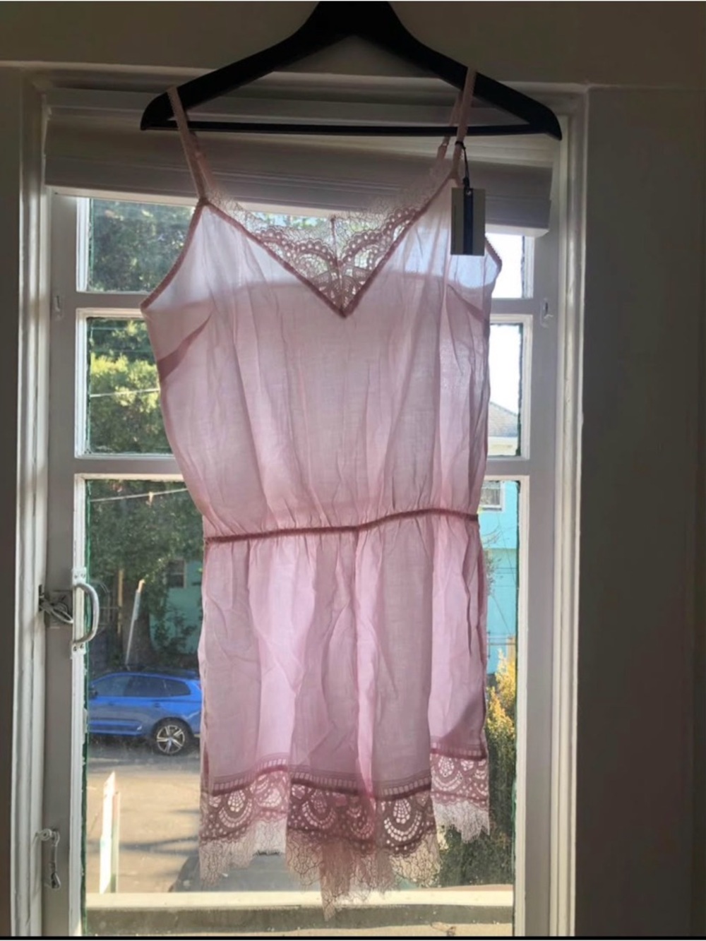 Top Shop Light Pink Lace-Trim Slip Dress - Women Intimates